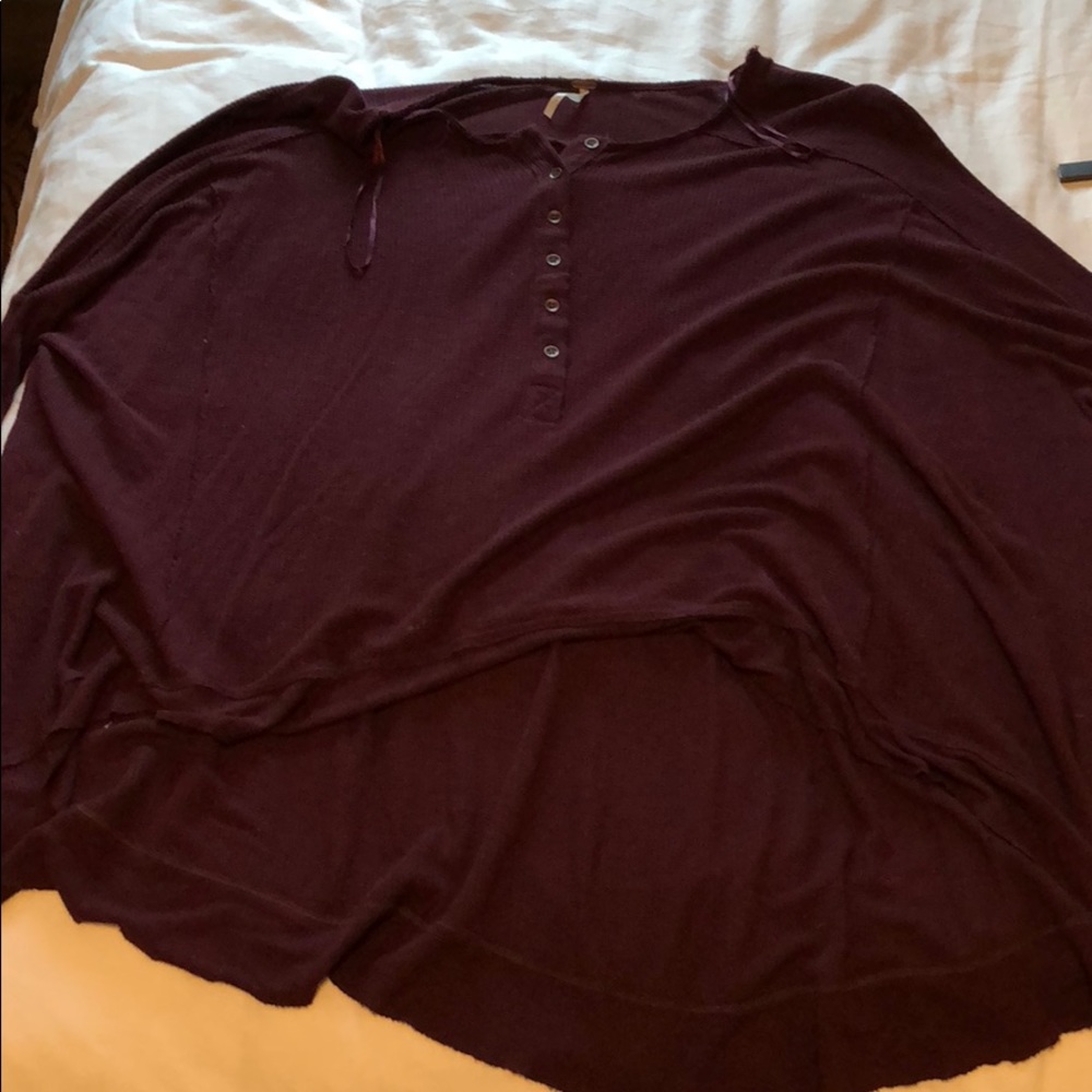 free people maroon swing waffle tee
